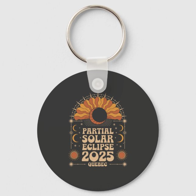 Partial Solar Eclipse 2025 Quebec Canada  Key Ring (Front)