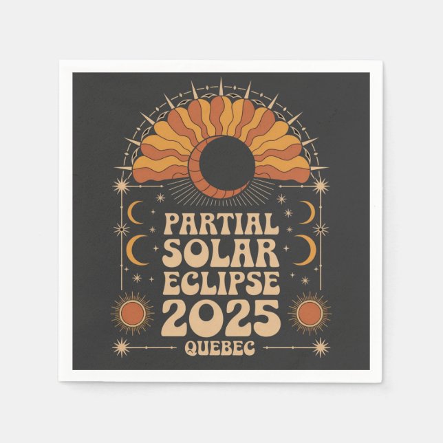 Partial Solar Eclipse 2025 Quebec Canada  Napkin (Front)