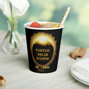 Partial Solar Eclipse Event 2025 Viewing Party Paper Cups