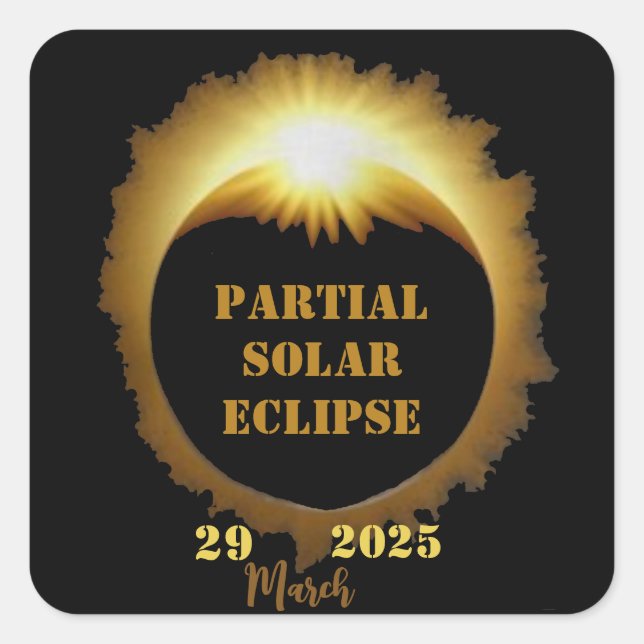 Partial Solar Eclipse Event 2025 Viewing Party Square Sticker (Front)
