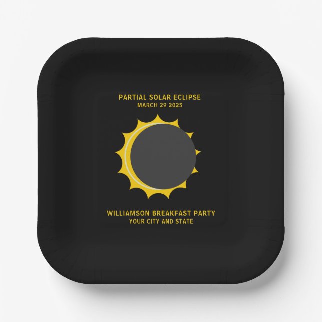 Partial Solar Eclipse March 2025 Personalised Paper Plate (Front)