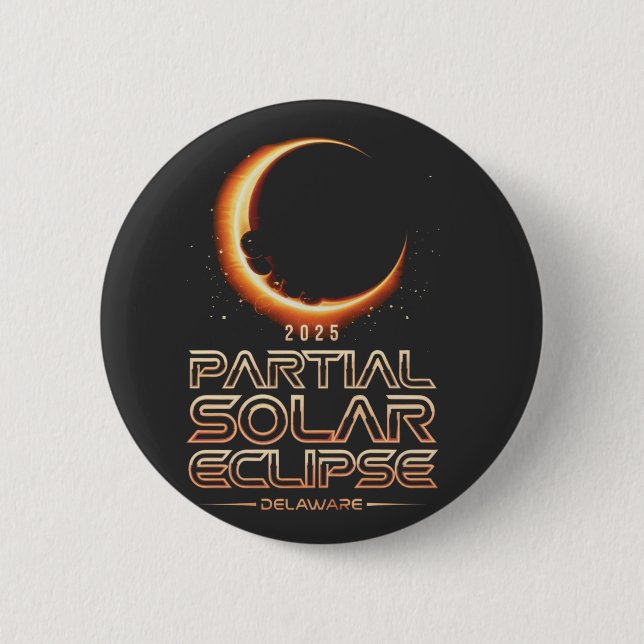 Partial Solar Eclipse New Jersey 2025 6 Cm Round Badge (Front)