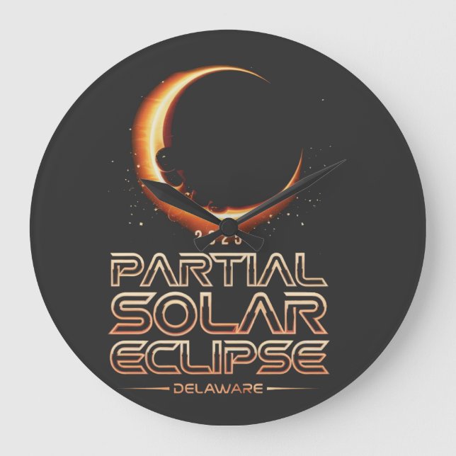 Partial Solar Eclipse New Jersey 2025 Large Clock (Front)