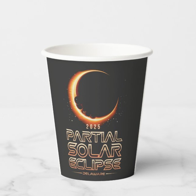 Partial Solar Eclipse New Jersey 2025 Paper Cups (Front)