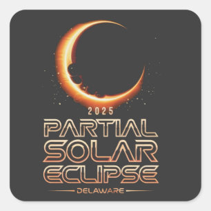 Partial Solar Eclipse New Jersey 2025 Square Sticker