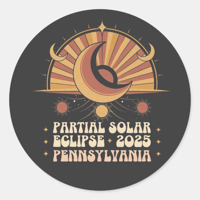 Partial Solar Eclipse Pennsylvania 2025 Classic Round Sticker (Front)