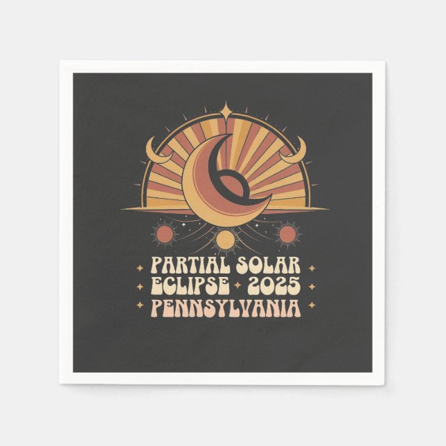 Partial Solar Eclipse Pennsylvania 2025 Napkin (Front)