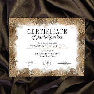 Participation Certificate Gold Glitter Logo Award
