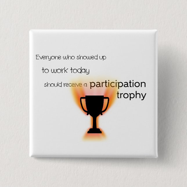 Participation Trophy 15 Cm Square Badge (Front)