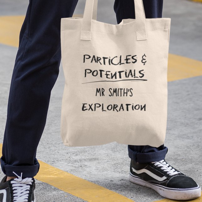 Particles & Potential Personalized Physics Teacher Tote Bag (Shop now and let your passion for physics shine through every step you take!





)