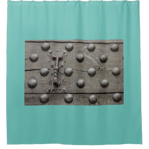 PARTICULAR OF THE DOOR OF A CASTLE SHOWER CURTAIN