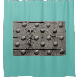 PARTICULAR OF THE DOOR OF A CASTLE SHOWER CURTAIN
