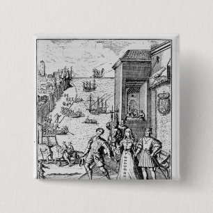 Parting of Columbus with Ferdinand and 15 Cm Square Badge