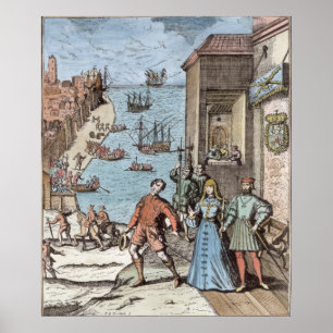 Parting of Columbus with Ferdinand and Poster