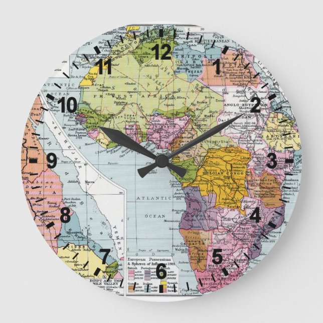PARTITIONED AFRICA, 1914 LARGE CLOCK (Front)