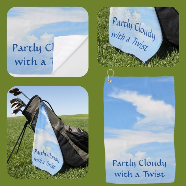 Partly Cloudy Sky with a Twist Blue and White Golf Towel (Creator Uploaded)
