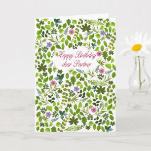 Partner Birthday Scattered Leaves Card