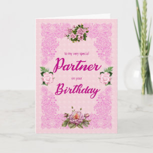 Partner Birthday with Pink Roses Card