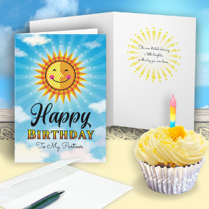 Partner Birthday Yellow Smiling Sun Card