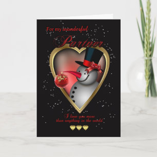 Partner Christmas Card - Snowman In Heart