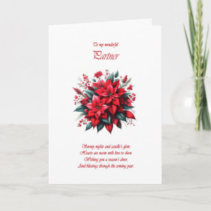 Partner Christmas Poinsettias Holiday Card