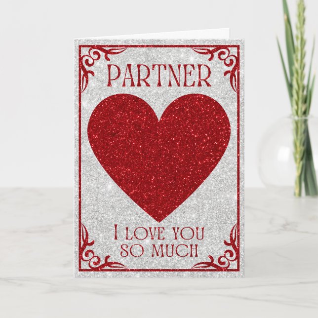 Partner Glitter Valentine Card (Front)