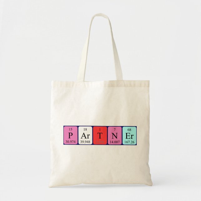 Partner periodic table name tote bag (Front)