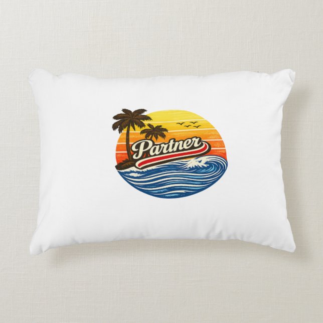Partner Retro Sunset Design Decorative Cushion (Front)