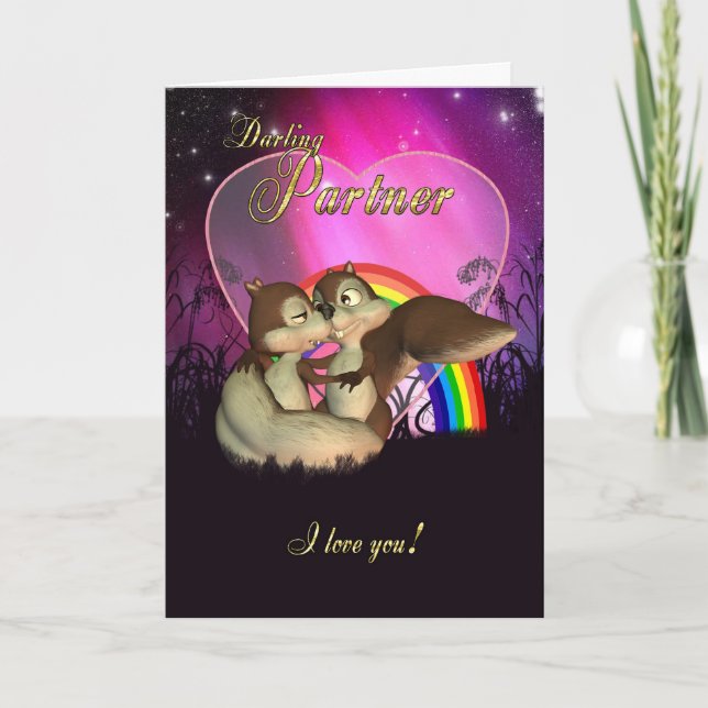 Partner Valentine's Day Card With Cute Love Squir (Front)