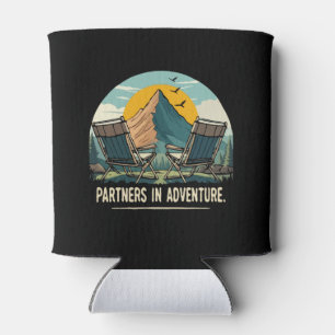 Partners in Adventure Retro Mountain Camping Desig Can Cooler