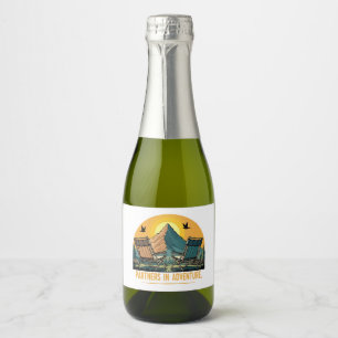 Partners in Adventure Retro Mountain Camping Sparkling Wine Label