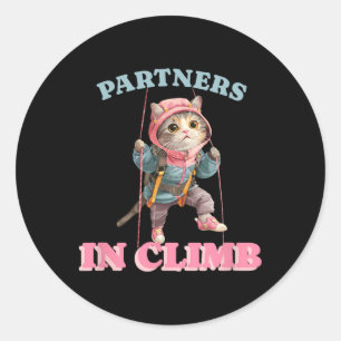 Partners In Climb Funny Rock Climbing Design For A Classic Round Sticker