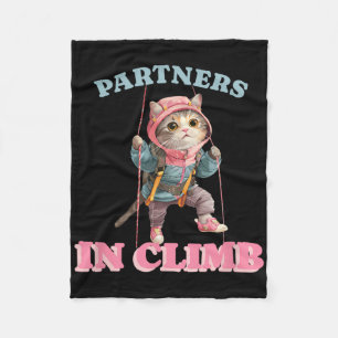 Partners In Climb Funny Rock Climbing Design For A Fleece Blanket
