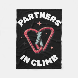 Partners In Climb Funny Rock Climbing Design For A Fleece Blanket