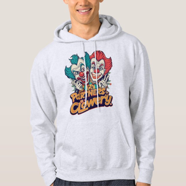 Partners in Clowery (Funny Clown Pun) Hoodie (Front)