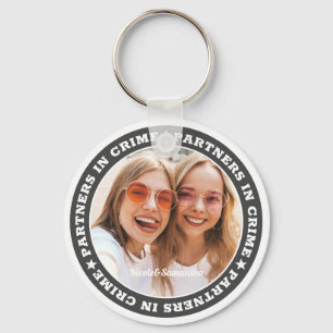 Partners in Crime BFF Simple Modern Custom Photo Key Ring