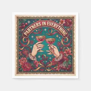 Partners in Everything Vintage Cocktail Toast Napkin