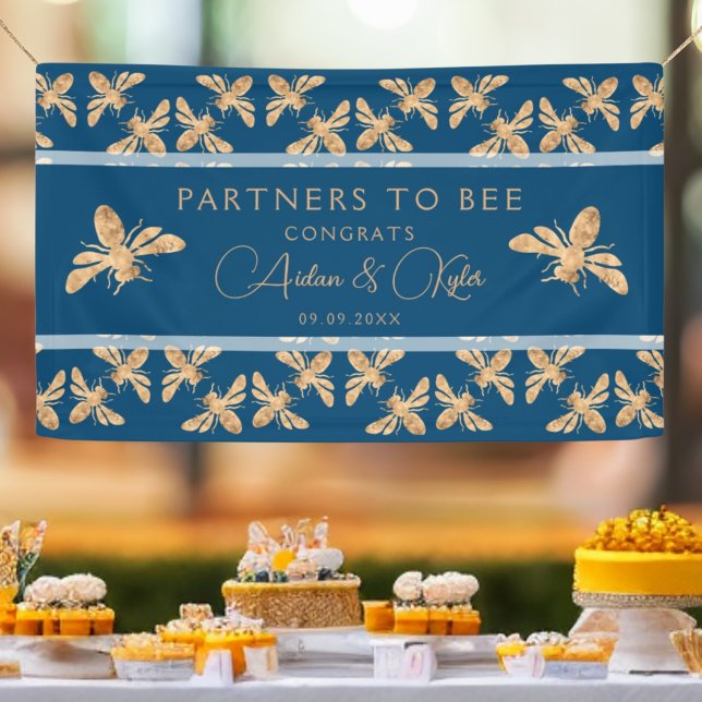Partners to Bee Indigo & Honeycomb Wedding Shower Banner (Creator Uploaded)
