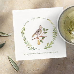 Partridge   12 Day of Christmas Monogram Holiday Napkin