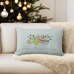 Partridge and Pear Holiday Lumbar Cushion