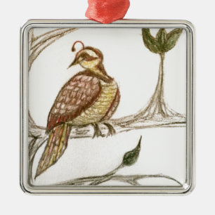 Partridge in a Green Pear Tree Metal Tree Decoration