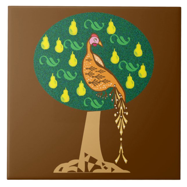 Partridge in a pear tree ceramic tile (Front)