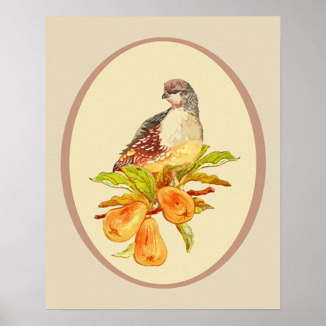 Partridge in a Pear Tree Christmas Song Quote Poster (Front)