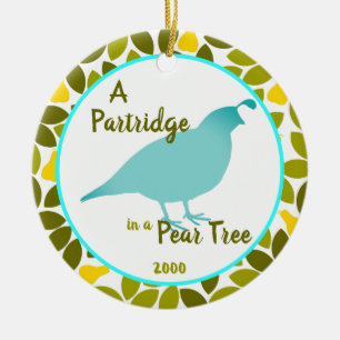Partridge in a Pear Tree - Custom year Ceramic Ornament