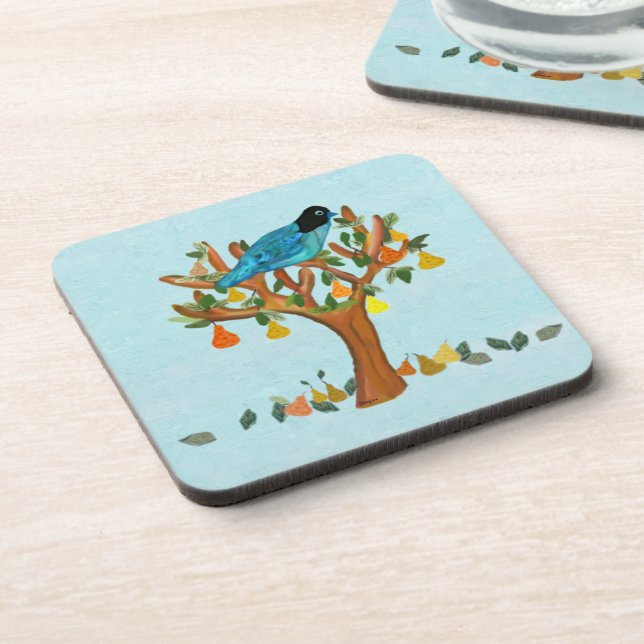 Partridge in a Pear Tree Decorative Coaster Set (Left Side)