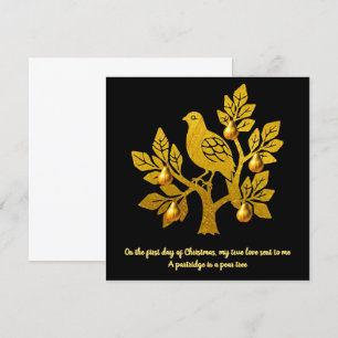 Partridge In A Pear Tree Elegant Gold Christmas Holiday Card