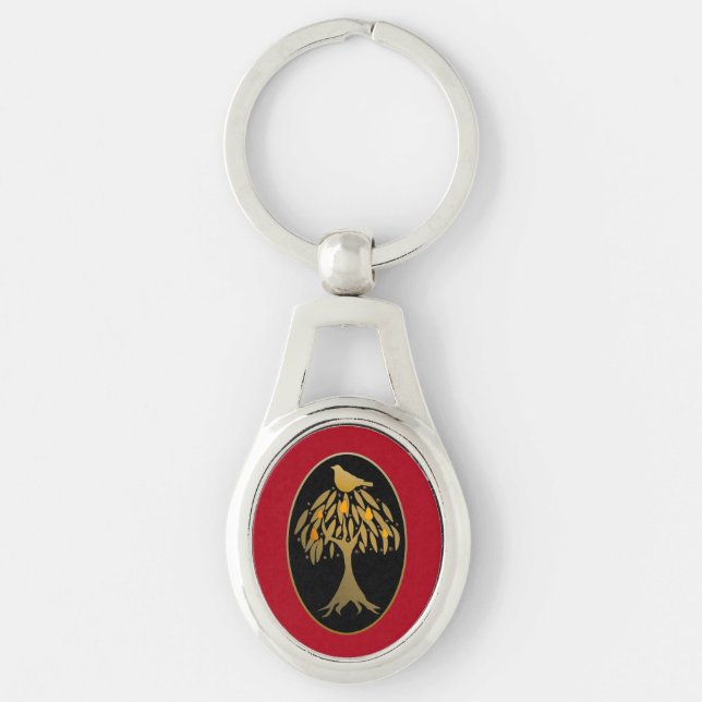 Partridge in a Pear Tree Gold Key Ring (Front)