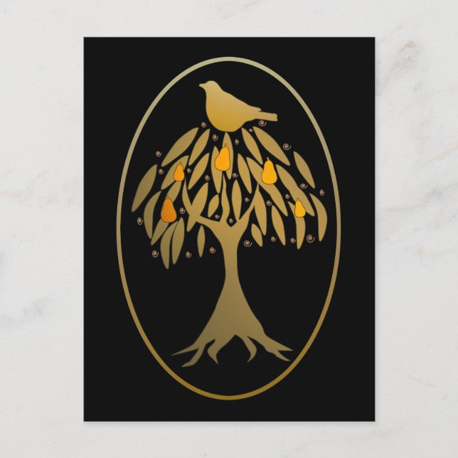 Partridge in a Pear Tree Gold Postcard (Front)