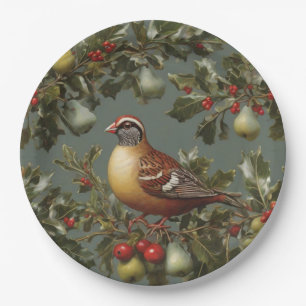 Partridge in a pear tree paper plate