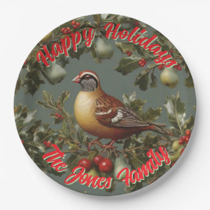 Partridge in a pear tree personalise  paper plate